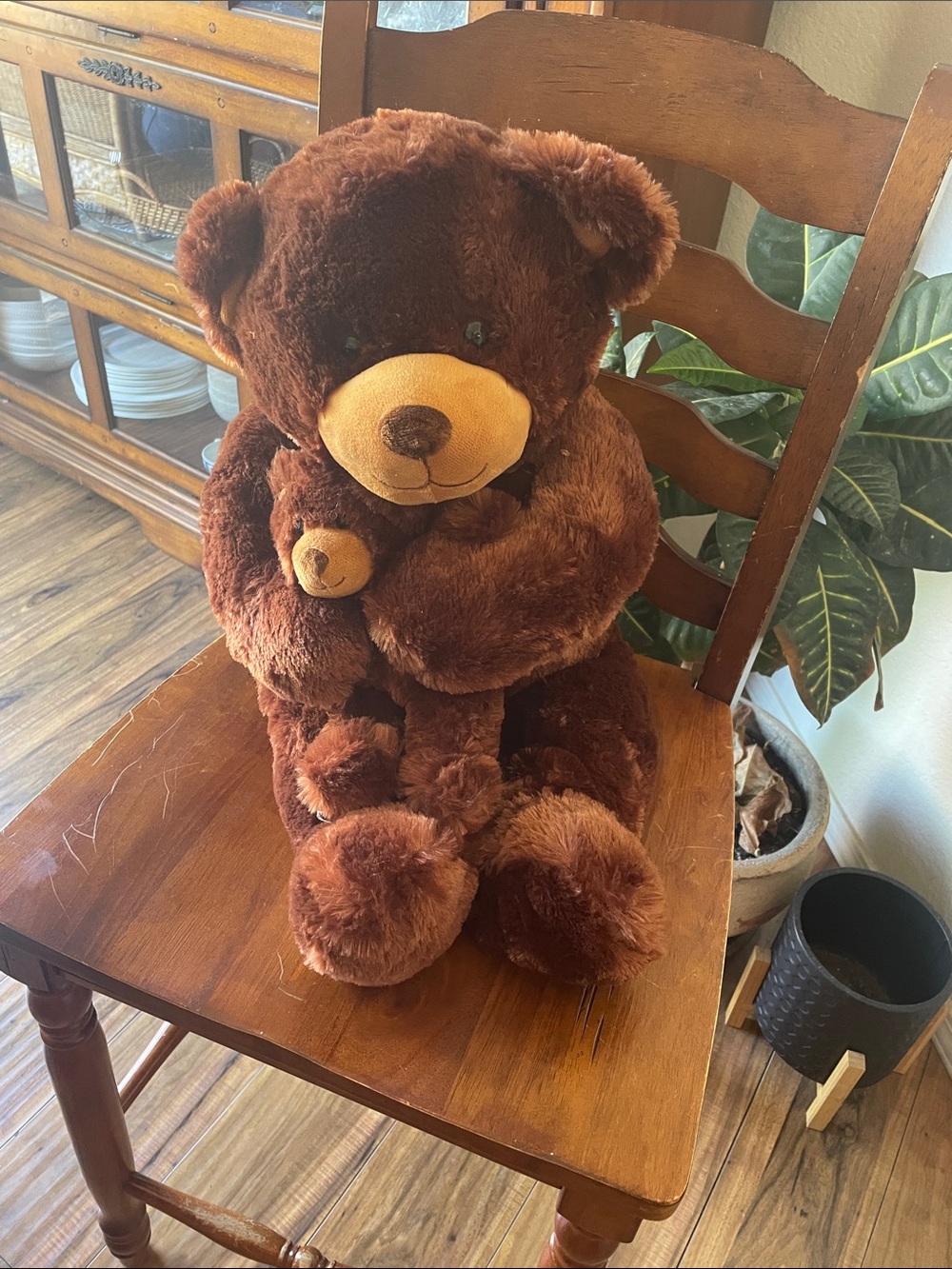 Plush Brown Teddy Bear with Baby Bear - Soft Cuddly Stuffed Animal
